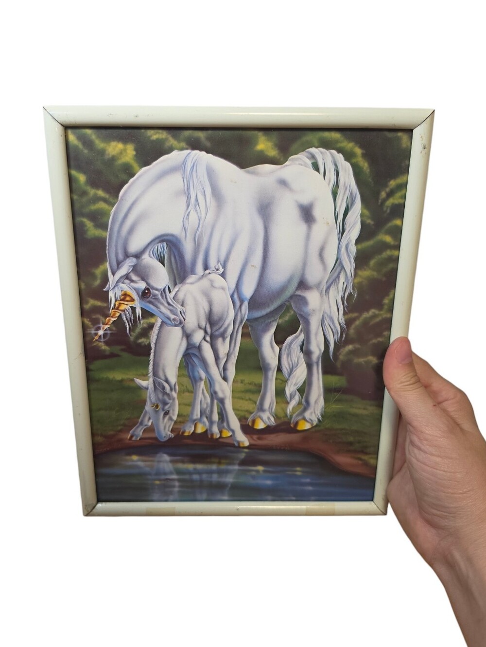 Vintage 1982 Sue Dawe First Look Fantasy Unicorn Print 8x10 Framed Wall Decor